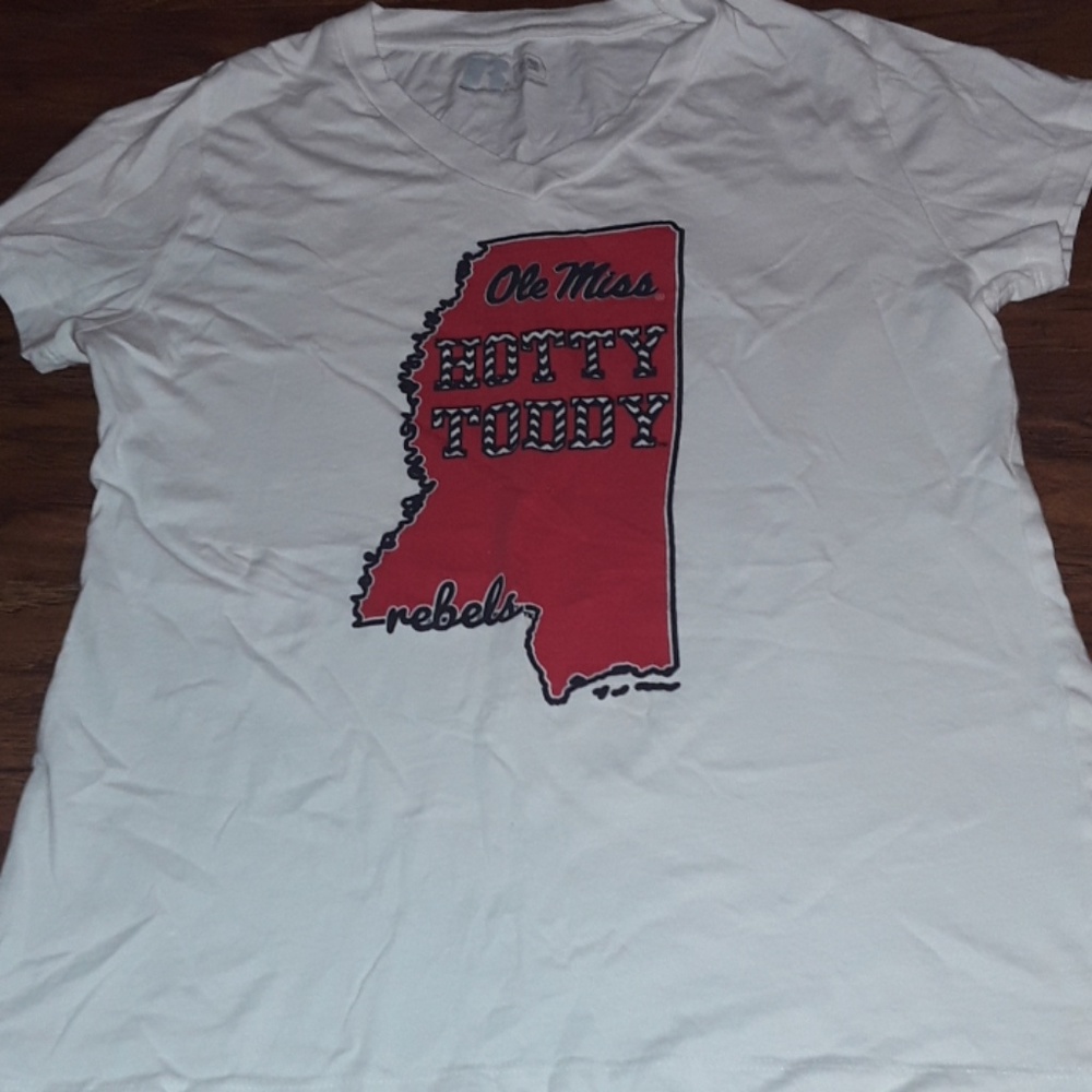 White Ole Miss t-shirt, too small for me now.